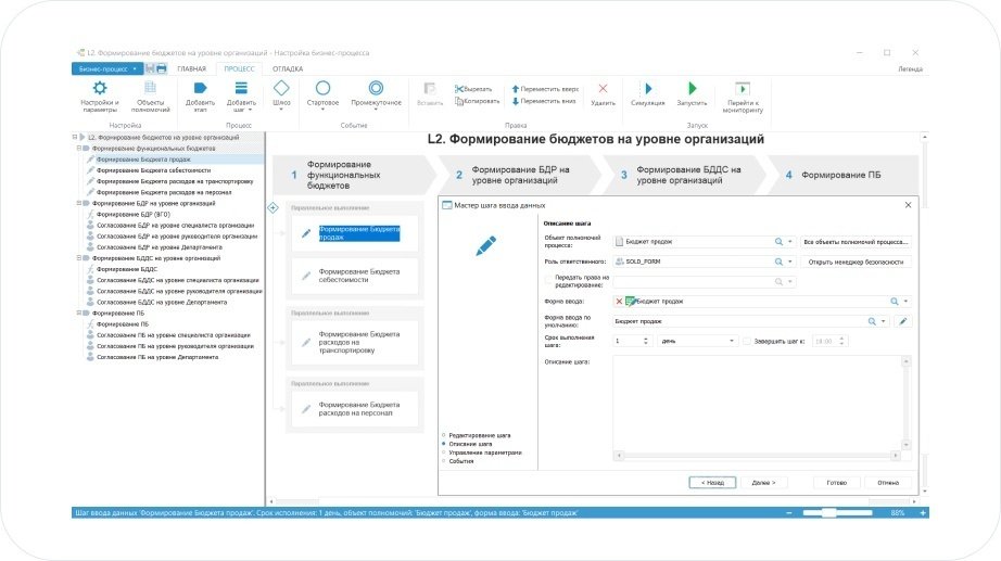 Настройка регламентов выполнения процессов